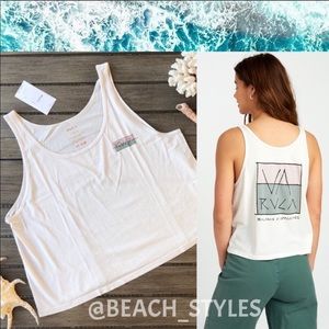 🌴🔆RVCA- SPLIT SCRAWL CROP TANK TOP🔆🌴